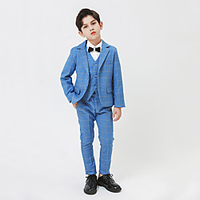 Sky Blue Linen / Cotton Blend Ring Bearer Suit - 1 set Includes Coat / Vest / Pants