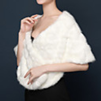 Sleeveless Basic Faux Fur / Orlon Wedding / Party / Evening Shawl Wrap With Solid / Fur