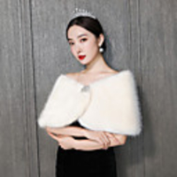 Sleeveless Capes Orlon Wedding Shawl Wrap With Fur