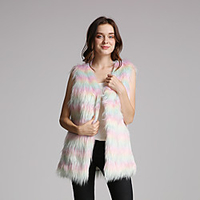 Sleeveless Coats / Jackets Faux Fur Party / Evening / Office / Career Bolero With Color Block