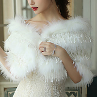 Sleeveless Shawls / Bridal Faux Fur Wedding / Party / Evening Shawl Wrap / Women