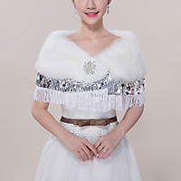 Sleeveless Shawls / Bridal Faux Fur Wedding / Party / Evening Shawl Wrap / Women