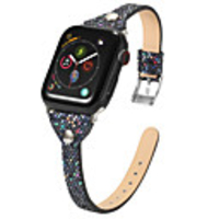 Slim Fit Genuine Leather Watchband For Apple Watch Series 6 SE 5 4 3 2 1 Fashion Bling Leather Rivet Strap For IWatch Band 44mm/40mm/42mm/38mm