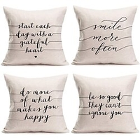 Slogan Double Side Cushion Cover 4PC/set Soft Decorative Square Throw Pillow Cover Cushion Case Pillowcase for Sofa Bedroom Superior Quality Machine Washable miniinthebox