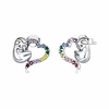 sloth earring studs sterling silver 925 cute animal stud earrings with heart colorful cz hypoallergenic earrings sloth gifts for teen girls women