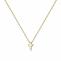 small cross necklace for women girls tiny 14k gold filled 16 inch