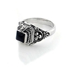 small square sterling silver black onyx poison box locket ring size 8(sizes 4, 5, 6, 7, 8, 9, 10, 11)