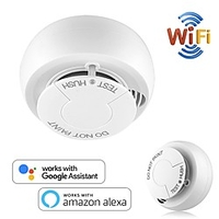 Smart smoke detector WiFi app remote control compatible with fire alarm sensor wireless security automation Google Alexa Tuya
