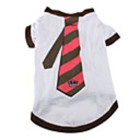 Smart Tie Style Cotton T-shirt for Dogs (White,  Multiple Sizes Available)
