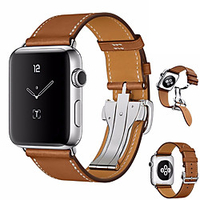 Smart Watch Band for Apple iWatch 1 pcs Butterfly Buckle Genuine Leather Replacement Wrist Strap for Apple Watch Series 7 / SE / 6/5/4/3/2/1 38/40/41mm 42/44/45mm miniinthebox