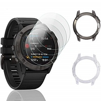 Smartwatch Screen Protector Compatible with Garmin Fenix 6 Screen Protector Glass Tempered 4Pcs and Case Cover 2Pcs Scratch Resistant Protective Accessories Set BumperGlass Film miniinthebox