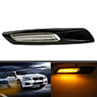 Smoked LED Side Marker Turn Signal Light Repeaters Lamp Assembly For BMW E90 E91 E92 E93 E60 E61 F10 E39 E46 E36 E53 X3 E83 X1 X5 E84 E81 E82 E87 E88 Black(One Pair) 5 Colors To Choice