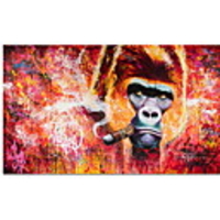 Smoking Orangutan Graffiti Canvas Paintings On The Wall Posters And Prints Modern Animals Wall Art Canvas Pictures Room Decor