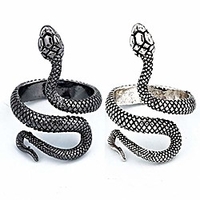 Snake Finger Ring Antique Cocktail Ring Animal Personality Retro Punk Rock Fashion Jewelry for Women Men Black Antique Silver) miniinthebox