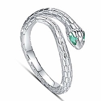 snake ring sterling silver cute dainty cz simple thumb rings for women christmas gifts (snake)