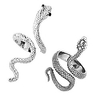 snake rings for women vintage gothic cobra wrap black snake open rings for men adjustable size (silver)