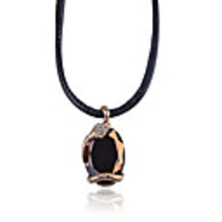 Snake Shaped Crystal Leather Necklace