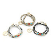 Snakeskin Grain Alloy And Gem Bracelet