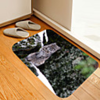 Snow Mountain Civet cat Digital Printing Floor Mat Flowers Kitten Girl Modern Bath Mats Nonwoven / Memory Foam Novelty Bathroom