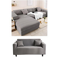 Sofa Cover L - Shaped Sofa/Armchair/Loveseat/3 Seater/4 Seater Stretch Solid Color/Classic/Contemporary Yarn Dyed Slipcovers Non-Slip Dustproof Furniture Protector Sectional miniinthebox