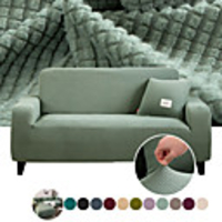 Sofa Cover Stretch Couch Cover Slipcover Furniture Protector Solid Color Anti-Slip Soft Cover Fit for Armchair/ Loveseat/ Three Seater/ Four Seater/ L Shape Sofa Full Protection Easy to Install Care