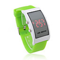 Soft Silicone Wristband Red LED Wrist Watch - Green