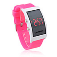 Soft Silicone Wristband Red LED Wrist Watch - Peach Red