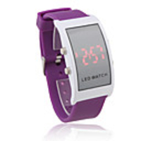 Soft Silicone Wristband Red LED Wrist Watch - Purple