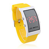 Soft Silicone Wristband Red LED Wrist Watch - Yellow