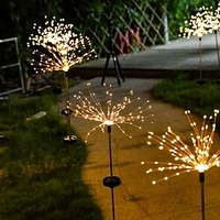 Solar Firework Pathway Lights Outdoor 2x 1x LED Stake Lights for Walkway Garden Backyard Landscape Decoration 120LEDs Fairy Christmas Light for Garden Street Yard Lawn New Year Party IP65 Waterproof miniinthebox