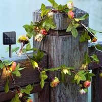 Solar Ivy Leaf Rose Leaf String Lights Outdoor LED Hanging Lights Artificial For Yard Fence Garden Wall Hanging Decoration Lighting Waterproof Light miniinthebox