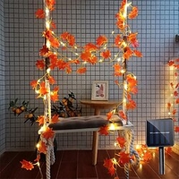 Solar LED String Lights Maple Leaf Hanging Lights Artificial Outdoor Ivy Leaf Plants IP65 Waterproof for Yard Fence Wall Hanging Decoration Warm White 8 Mode Lighting miniinthebox
