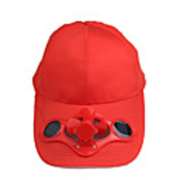Solar Power Hat Cap Cooling Cool Fan - Red