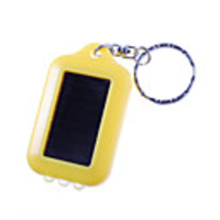 Solar Power Self-Recharge 3-LED 2-Mode Flashlight Keychain (Yellow)