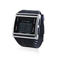 Solar Powered EL Blue Light Digital Sport Wristwatch with Date/Week Display