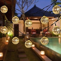 Solar String Light LED Outdoor Light Moroccan Ball Garden Light Waterproof 10M-50LED 7M-30LED 5M-20LED Globe Fairy String Light Orb Lantern Christmas Lighting for Outdoor Wedding Party Home Decoration miniinthebox