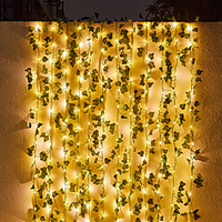 Solar String Lights Outdoor Waterproof 2m 20LEDs Artificial Creeper Leaf Fairy String Lights 2pcs 3pcs Ivy Christmas Wedding Party Garden Home Decoration IP65 Waterproof miniinthebox