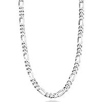 solid 925 sterling silver italian 5mm diamond-cut figaro link chain necklace for women men,  16,  18,  20,  22,  24,  26,  30 inch made in italy (26)