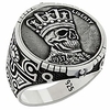 solid 925 sterling silver skull crown liberty 1937 coin style gothic biker retro novelty ring for men (skull,  11.5)