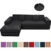 Solid Color 1-Piece Sofa Cover Couch Cover Furniture Protector Soft Stretch Slipcover Spandex Jacquard Fabric Super Fit for 1~4 Cushion Couch and L Shape Sofa, Easy to Install(1 Free Cushion Cover)