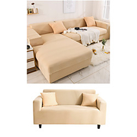 Solid Color Sofa Cover L - Shaped Sofa/Armchair/Loveseat/3 Seater/4 Seater Stretch Classic/Contemporary Yarn Dyed Slipcovers Non-Slip Dustproof Furniture Protector And Super Soft Sectional miniinthebox
