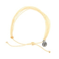 solid cream bracelet - iron-coated copper charm,  adjustable band - 100% waterproof