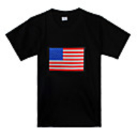 Sound and Music Activated USA Flag Pattern LED T-shirt (3 x AAA Batteries)
