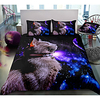 Space Cat Print 3-Piece Duvet Cover Set Hotel Bedding Sets Comforter Cover with Soft Lightweight Microfiber,  Include 1 Duvet Cover,  2 Pillowcases for Double/Queen/King(1 Pillowcase for Twin/Single)