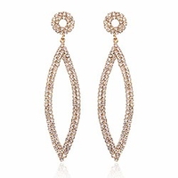 sparkly rhinestone chandelier statement drop earrings - bridal wedding crystal cubic zirconia geometric dangles rectangle,  teardrop,  pointed oval marquise,  rhombus (round hoop - gold)