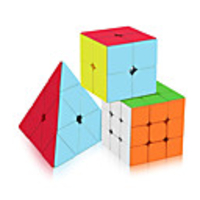 Speed Cube Set 3 pcs Magic Cube IQ Cube 222 333 Speedcubing Bundle 3D Puzzle Cube Stress Reliever Puzzle Cube Stickerless Smooth Office Desk Toys Pyramid Kid