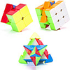 Speed Cube Set 3 pcs Magic Cube IQ Cube 222 333 Speedcubing Bundle 3D Puzzle Cube Stress Reliever Puzzle Cube Stickerless Smooth Office Desk Toys Pyramid Megaminx Skew Kid