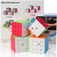 Speed Cube Set 4 pcs Magic Cube IQ Cube 222 333 444 Speedcubing Bundle 3D Puzzle Cube Stress Reliever Puzzle Cube Stickerless Smooth Office Desk Toys Pyramid Megaminx Skew Kid