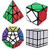 Speed Cube Set 4 pcs Magic Cube IQ Cube 333 Speedcubing Bundle 3D Puzzle Cube Stress Reliever Puzzle Cube Stickerless Smooth Office Desk Toys Pyramid Mirror Megaminx Kid