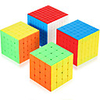 Speed Cube Set 4 pcs Magic Cube IQ Cube 444 555 666 Speedcubing Bundle 3D Puzzle Cube Stress Reliever Puzzle Cube Stickerless Smooth Office Desk Toys Pyramid Kid